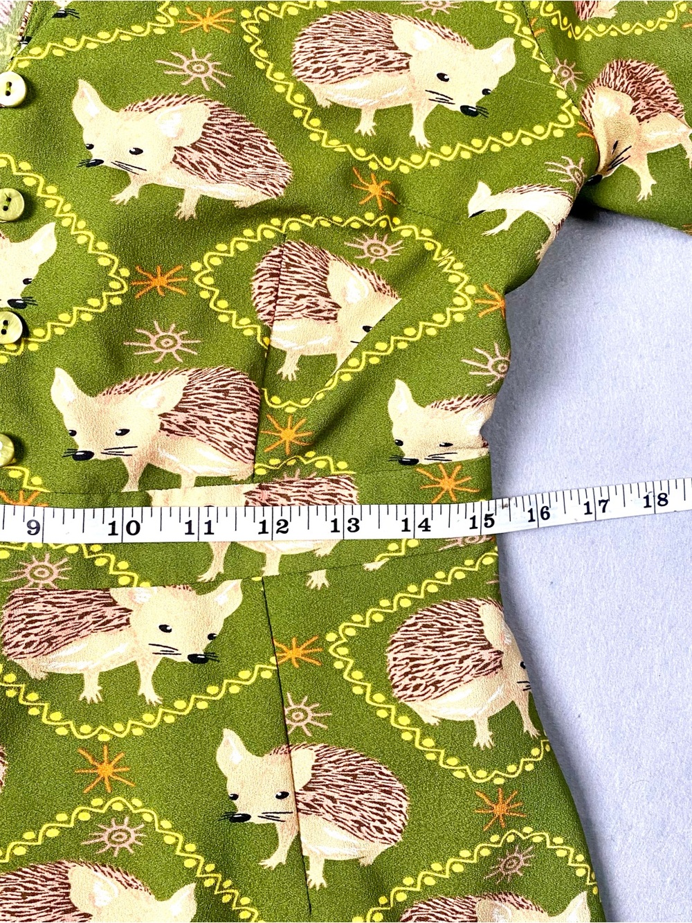 ModCloth Hedgehog Print Fit & Flare Dress Women’s Size 8, Retro Cottagecore - Picture 5 of 11